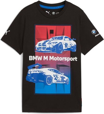 PUMA Kids Boys Bmw M Motorsport Block Graphic Crew Neck Short Sleeve Casual Tops Casual - Black in Kuwait