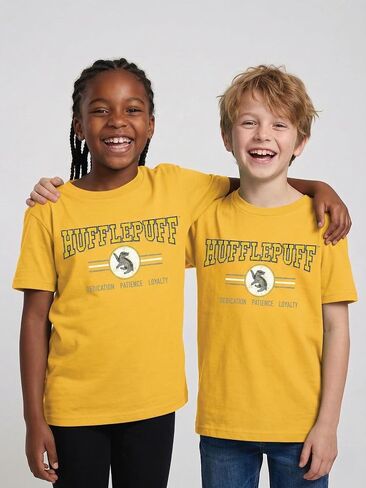 Harry Potter Hogwarts House Animal Logo or Crest Slogan Kids T-Shirt - Wizarding World, Short Sleeve Tee, Youth Boys & Girls in Saudi Arabia