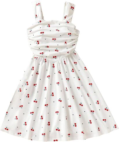 Verdusa Girl's Cherry Cami Dress Sleeveless A Line Ruched Flowy Dresses Summer Outfits in Kuwait