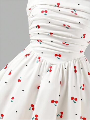Verdusa Girl's Cherry Cami Dress Sleeveless A Line Ruched Flowy Dresses Summer Outfits in Kuwait
