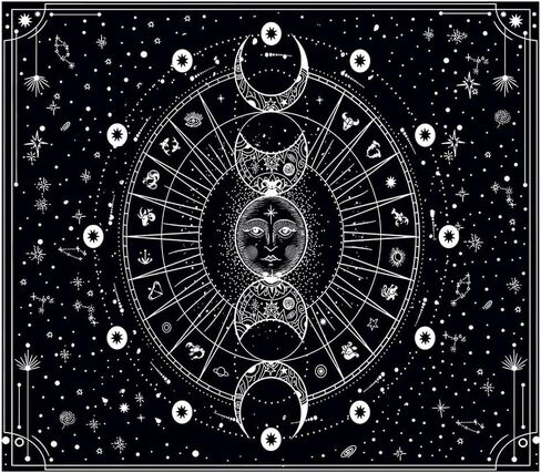 Sun Moon Tapestry Wall Hanging, Stars Space Tarot Tapestries, Psychedelic Black and White Tapestries Wall Tapestry for Bedroom Aesthetic Home Wall Room Decor (59'' × 39'') in Kuwait