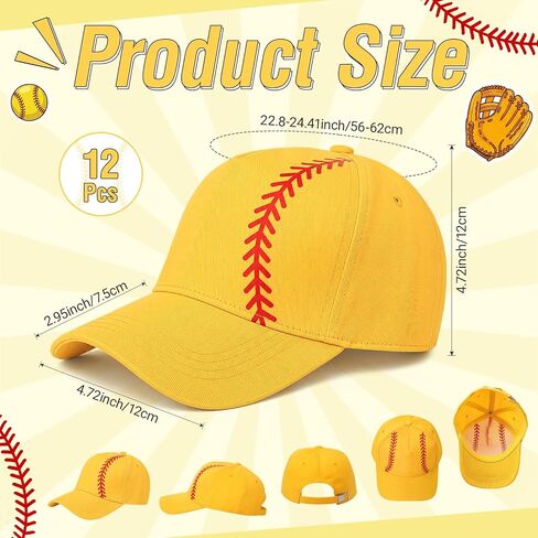 Unittype 12 Pcs Baseball Cap Bulk Cotton Polyester Sports Hats Adjustable Unisex Caps for Team Events Party Favors Gifts in Kuwait