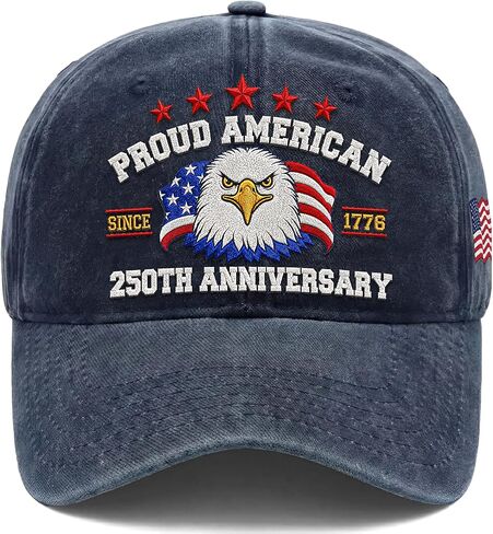 250 Years Anniversary USA Hats - Adjustable Commemorative Patriotic Ball Caps for Men, Unique 4th of July 1776-2026 American Flag Hat, Patriots Gifts for Men Women Brothers Dad Dark Blue in Saudi Arabia