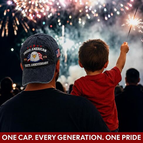 250 Years Anniversary USA Hats - Adjustable Commemorative Patriotic Ball Caps for Men, Unique 4th of July 1776-2026 American Flag Hat, Patriots Gifts for Men Women Brothers Dad Dark Blue in Saudi Arabia