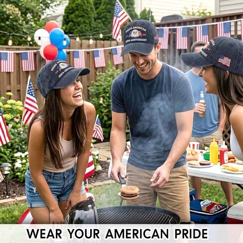 250 Years Anniversary USA Hats - Adjustable Commemorative Patriotic Ball Caps for Men, Unique 4th of July 1776-2026 American Flag Hat, Patriots Gifts for Men Women Brothers Dad Dark Blue in Saudi Arabia