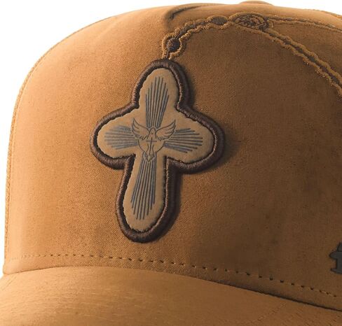 Sacudido's | Trucker Cap Cross Rosary | Snapback Hats, Adjustable, Unisex, Faith (US, Alpha, One Size, Ocre) in Saudi Arabia