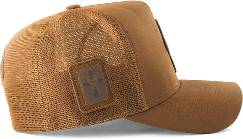 Sacudido's | Trucker Cap Cross Rosary | Snapback Hats, Adjustable, Unisex, Faith (US, Alpha, One Size, Ocre) in Saudi Arabia