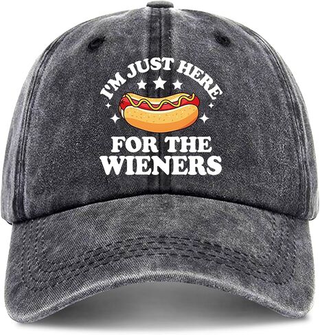 zcyhtqp, I'm Just Here for The Wieners, Funny Baseball Cap, Hot Dog Hat, Funny Trucker Hats with Sayings, Humor Caps, Adjustable Cotton Baseball Cap Black in Saudi Arabia