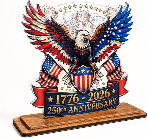 4th Of July Table Decor 1776-2026 Wooden Plaque - Patriotic 250 Anniversary Decorations - America 250th Birthday Table Decorations - US 250th Anniversary Merchandise - America 250 Gifts For Veterans in Saudi Arabia
