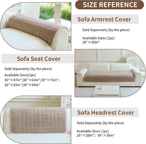Velvet Couch Cover, Washable Anti Slip Sectional Sofa Cover for 3 Cushion Couch Sofa L Shaped Recliner, Furniture Protector Covers for Pets (Coffee,1pc/36×94"/Rectangular) in Saudi Arabia