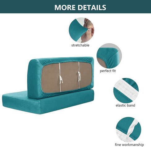 Stretch Velvet Rv Dinette Cushion Cover Camper Cushion Slipcovers Rv Sofa Cover Dining Set Rv Bench Seat Covers for Dinette (Light Blue,Set of 2) in Saudi Arabia
