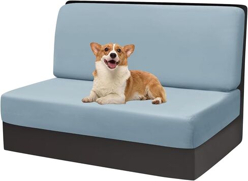Stretch Velvet Rv Dinette Cushion Cover Camper Cushion Slipcovers Rv Sofa Cover Dining Set Rv Bench Seat Covers for Dinette (Light Blue,Set of 2) in Saudi Arabia
