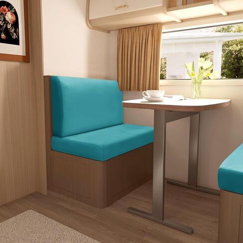 Stretch Velvet Rv Dinette Cushion Cover Camper Cushion Slipcovers Rv Sofa Cover Dining Set Rv Bench Seat Covers for Dinette (Light Blue,Set of 2) in Saudi Arabia