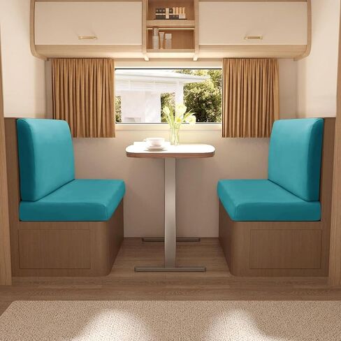 Stretch Velvet Rv Dinette Cushion Cover Camper Cushion Slipcovers Rv Sofa Cover Dining Set Rv Bench Seat Covers for Dinette (Light Blue,Set of 2) in Saudi Arabia