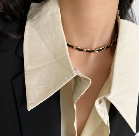 Cool Gold Cuban Link Chain for Women, 14K Gold Plated Cuban Chain with Black Leather Choker Necklace, Fashion Goth Black Gold Chain Necklace No Tarnish Hypoallergenic Necklace Jewelry in Saudi Arabia