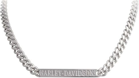 Harley-Davidson Women's H-D Script Bar Curb Link Necklace - Stainless Steel in Kuwait