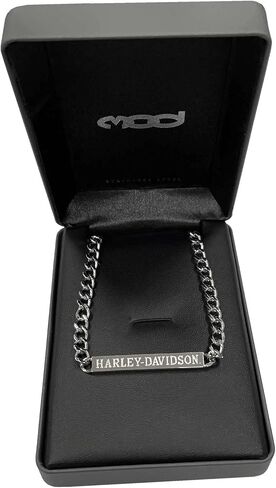 Harley-Davidson Women's H-D Script Bar Curb Link Necklace - Stainless Steel in Kuwait