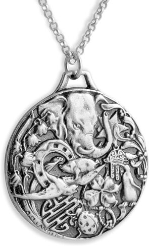 AZAGGI 925 Sterling Silver Good Luck Protection Elephant Animal Horseshoe Clover Hamsa Hand Ladybug Star Necklace in Saudi Arabia