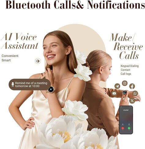 Smart Watch for Women,Answer/Make Call,1.26" HD Screen Fitness Tracker with Heart Rate/Sleep Monitor,100+ Sport Modes,IP68 Waterproof Smartwatch Compatible with iPhone/Android Phones in Saudi Arabia