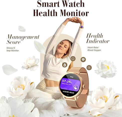 Smart Watch for Women,Answer/Make Call,1.26" HD Screen Fitness Tracker with Heart Rate/Sleep Monitor,100+ Sport Modes,IP68 Waterproof Smartwatch Compatible with iPhone/Android Phones in Saudi Arabia