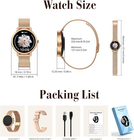 Smart Watch for Women,Answer/Make Call,1.26" HD Screen Fitness Tracker with Heart Rate/Sleep Monitor,100+ Sport Modes,IP68 Waterproof Smartwatch Compatible with iPhone/Android Phones in Saudi Arabia