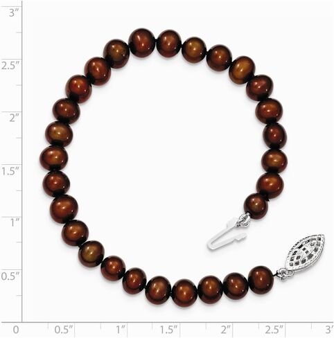 Solid 925 Sterling Silver 6-7mm Brown Freshwater Cultured Pearl Bracelet 7.25" in Saudi Arabia