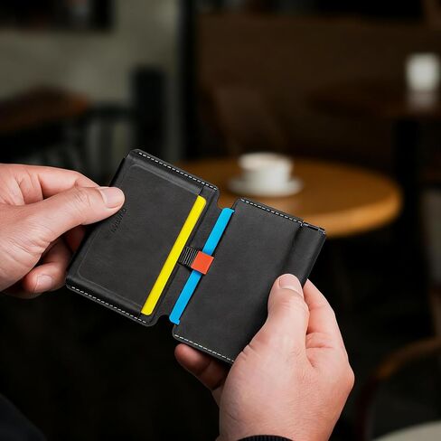 Magnetic Wallet with Coin Pocket - Premium Vegan Leather RFID Blocking Card Holder with Pop-up Pull Tab - Slim Minimalist Front Pocket Bifold for Men & Women (Durable Faux Leather) in Saudi Arabia
