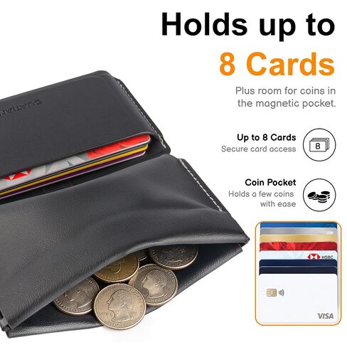 Magnetic Wallet with Coin Pocket - Premium Vegan Leather RFID Blocking Card Holder with Pop-up Pull Tab - Slim Minimalist Front Pocket Bifold for Men & Women (Durable Faux Leather) in Saudi Arabia