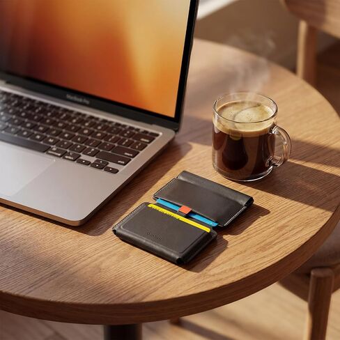 Magnetic Wallet with Coin Pocket - Premium Vegan Leather RFID Blocking Card Holder with Pop-up Pull Tab - Slim Minimalist Front Pocket Bifold for Men & Women (Durable Faux Leather) in Saudi Arabia