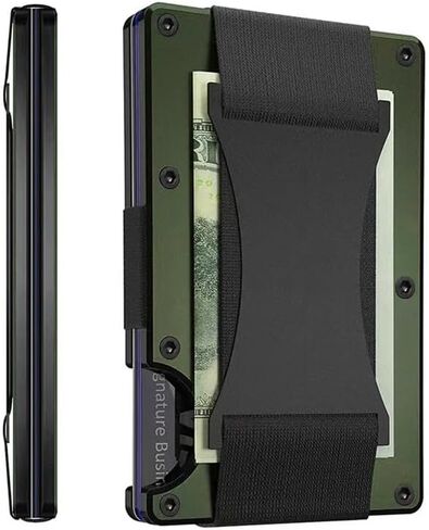 Leatherboss Slim Wallets for Mens Metal Wallet with Cash Strap Thin Minimalist Aluminum Credit Card Holder (Gray) in Kuwait