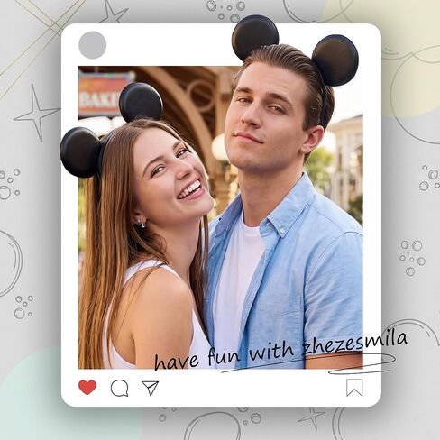 zhezesmila 2-Pack Classic Black Mouse Ears Headband – Unisex Smooth Ears Headband Accessory for Couples, Family Trips & DIY Projects – Simple & Lightweight in Kuwait