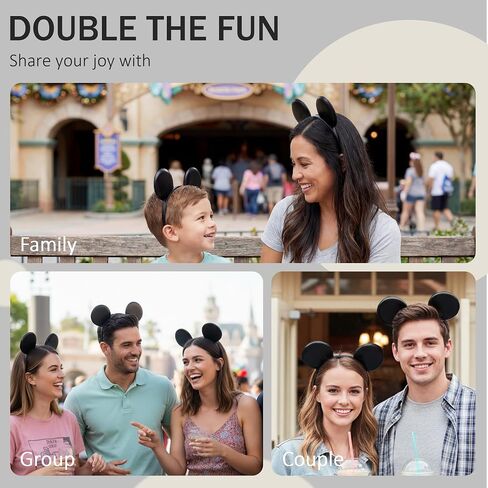 zhezesmila 2-Pack Classic Black Mouse Ears Headband – Unisex Smooth Ears Headband Accessory for Couples, Family Trips & DIY Projects – Simple & Lightweight in Kuwait