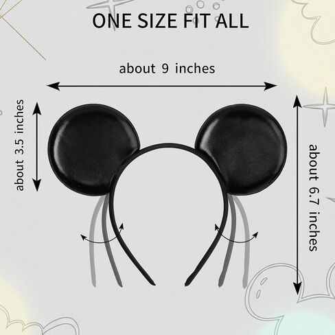 zhezesmila 2-Pack Classic Black Mouse Ears Headband – Unisex Smooth Ears Headband Accessory for Couples, Family Trips & DIY Projects – Simple & Lightweight in Kuwait