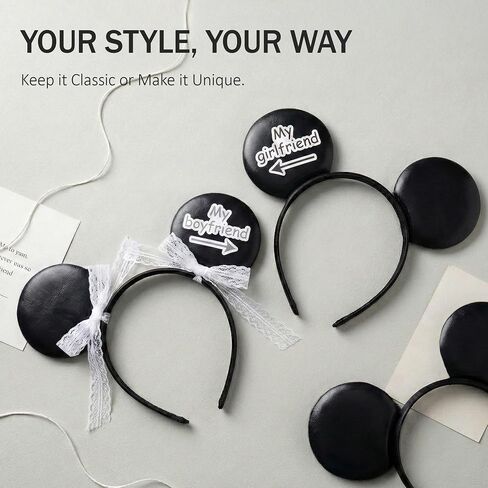 zhezesmila 2-Pack Classic Black Mouse Ears Headband – Unisex Smooth Ears Headband Accessory for Couples, Family Trips & DIY Projects – Simple & Lightweight in Kuwait