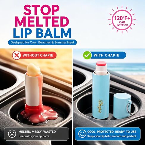Chapie OG | Vacuum Insulated Lip Balm Keychain Holder, Prevents Melting & Messes | 3-Pack (Sunset Collection) in Saudi Arabia
