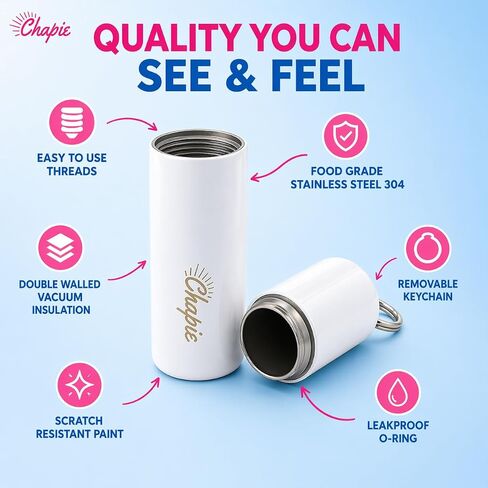Chapie OG | Vacuum Insulated Lip Balm Keychain Holder, Prevents Melting & Messes | 3-Pack (Sunset Collection) in Saudi Arabia