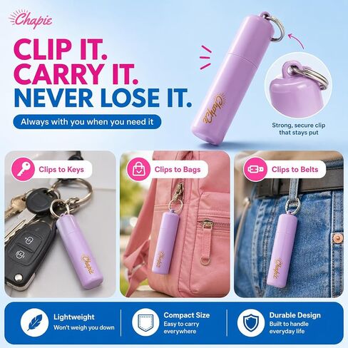 Chapie OG | Vacuum Insulated Lip Balm Keychain Holder, Prevents Melting & Messes | 3-Pack (Sunset Collection) in Saudi Arabia