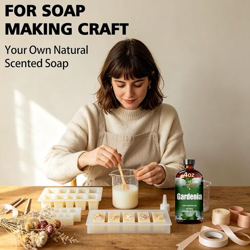 Gardenia Essential Oil, Gardenia Oil 4 Fl Oz 120ml for Diffuser Yoga Soap & Candle Making – with 0.33 Oz Roller Ball & Dropper YHSESSE Essential Oils in Kuwait