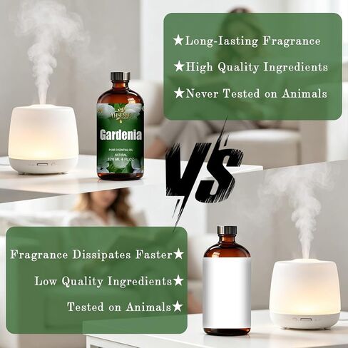 Gardenia Essential Oil, Gardenia Oil 4 Fl Oz 120ml for Diffuser Yoga Soap & Candle Making – with 0.33 Oz Roller Ball & Dropper YHSESSE Essential Oils in Kuwait