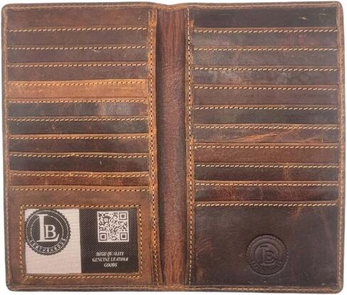 محفظة جلدية RFID كلاسيكية من Leatherboss للرجال - رفيعة ثنائية الطي مع حامل بطاقة الائتمان (بني) ثلاثي الطي مع غطاء in Kuwait