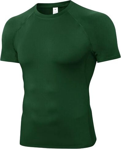 Yuerlian Men's Short Sleeve Compression Shirt, Quick Dry Athletic Base Layer Undershirt Workout Running Gym Sports Top in Saudi Arabia