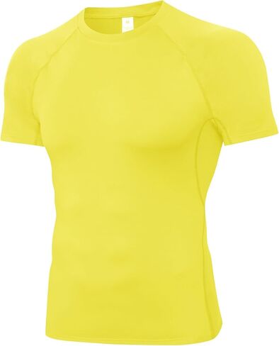 Yuerlian Men's Short Sleeve Compression Shirt, Quick Dry Athletic Base Layer Undershirt Workout Running Gym Sports Top in Saudi Arabia