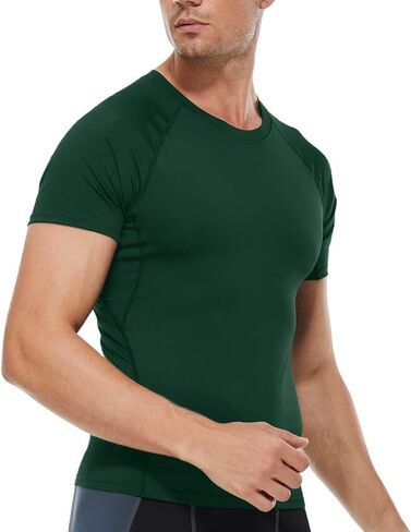 Yuerlian Men's Short Sleeve Compression Shirt, Quick Dry Athletic Base Layer Undershirt Workout Running Gym Sports Top in Saudi Arabia