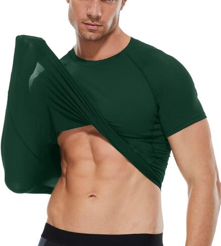 Yuerlian Men's Short Sleeve Compression Shirt, Quick Dry Athletic Base Layer Undershirt Workout Running Gym Sports Top in Saudi Arabia