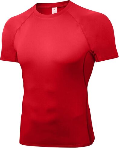 Yuerlian Men's Short Sleeve Compression Shirt, Quick Dry Athletic Base Layer Undershirt Workout Running Gym Sports Top in Saudi Arabia