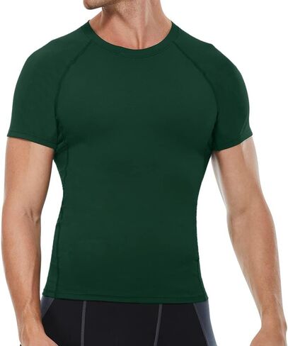 Yuerlian Men's Short Sleeve Compression Shirt, Quick Dry Athletic Base Layer Undershirt Workout Running Gym Sports Top in Saudi Arabia