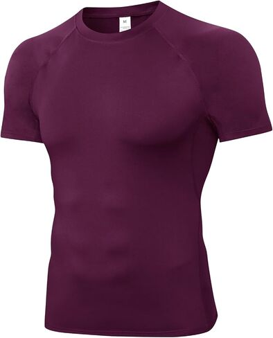 Yuerlian Men's Short Sleeve Compression Shirt, Quick Dry Athletic Base Layer Undershirt Workout Running Gym Sports Top in Saudi Arabia