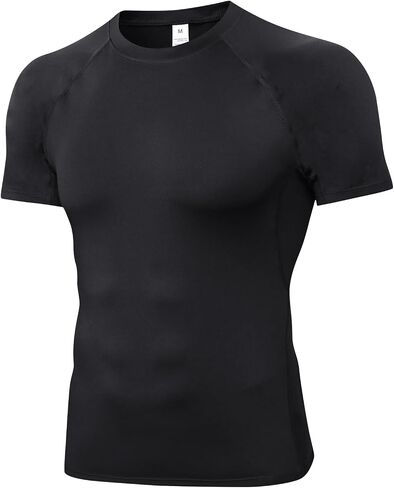Yuerlian Men's Short Sleeve Compression Shirt, Quick Dry Athletic Base Layer Undershirt Workout Running Gym Sports Top in Saudi Arabia