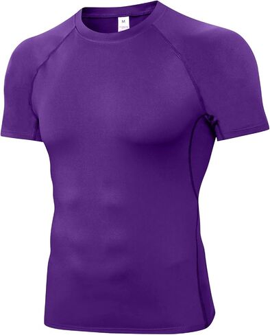 Yuerlian Men's Short Sleeve Compression Shirt, Quick Dry Athletic Base Layer Undershirt Workout Running Gym Sports Top in Saudi Arabia