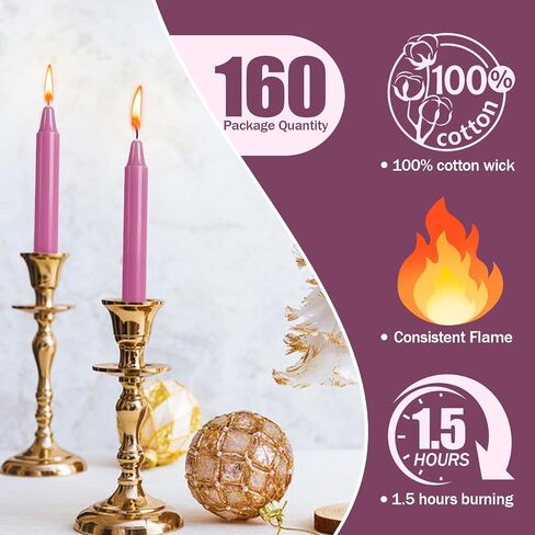 CHANGTIKEJI 160 Pack Spell Chime Candles 4 Inch Multi-Colored Taper Candles Sticks for Home Decor Kitchen Decor Wedding Decoration-16 Colors in Saudi Arabia